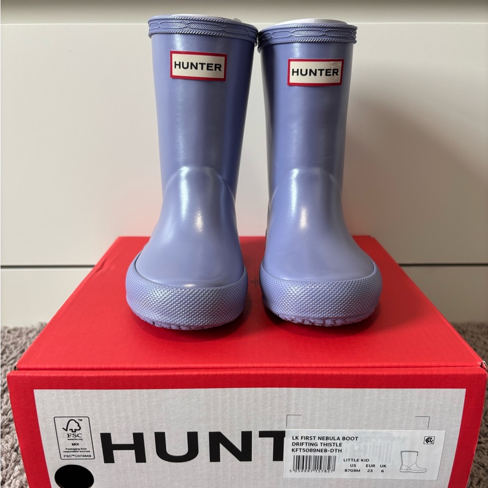 Hunter Girl's Original First Classic Nebula Rain Boots Size 7/8 (UK 6) - Picture 2 of 5